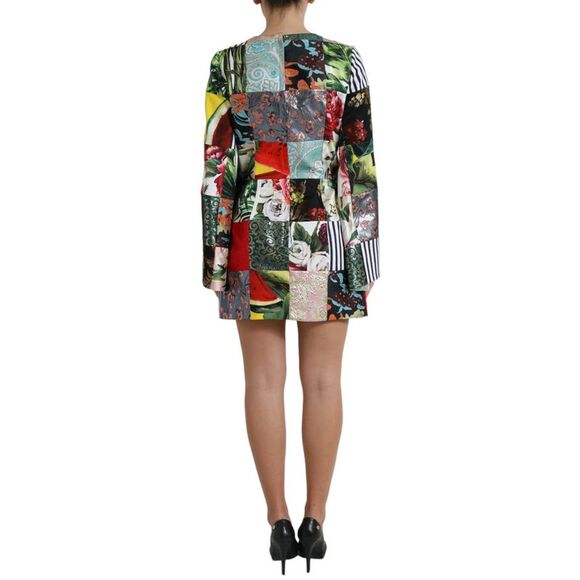 Dolce & Gabbana Multicolor Floral Patchwork Shift Mini Women's Dress - Picture 3 of 5
